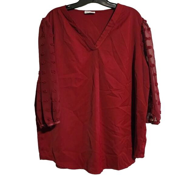 XL Deep Red Bothenial casual blouse with vneck work business - Picture 5 of 5
